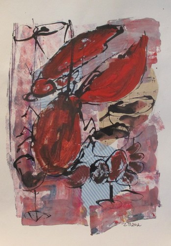 Collage zeichnung papier 50x35 - collage,