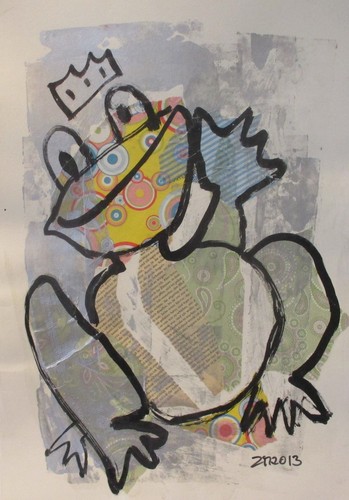 Collage zeichnung papier 50x35 - collage,