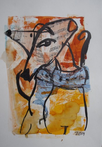 Collage zeichnung papier 50x35 - collage,