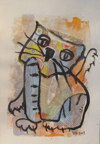 Collage zeichnung papier 50x35 - collage,
