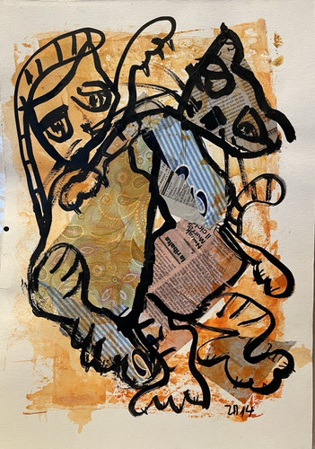Collage zeichnung papier - zeichnung, 50x35