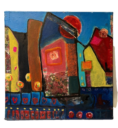 Acrylbild stadt collage 50x50 - acrylbild,