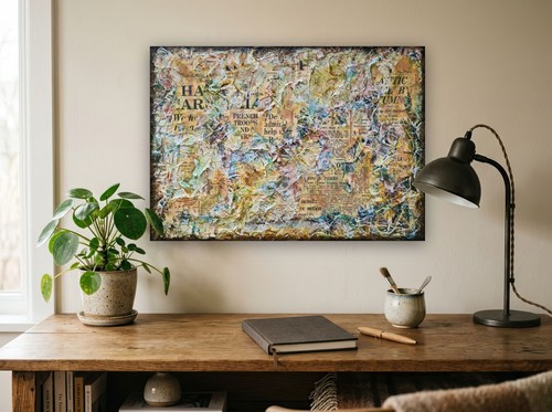 Mixed media kunst - mixed, collage